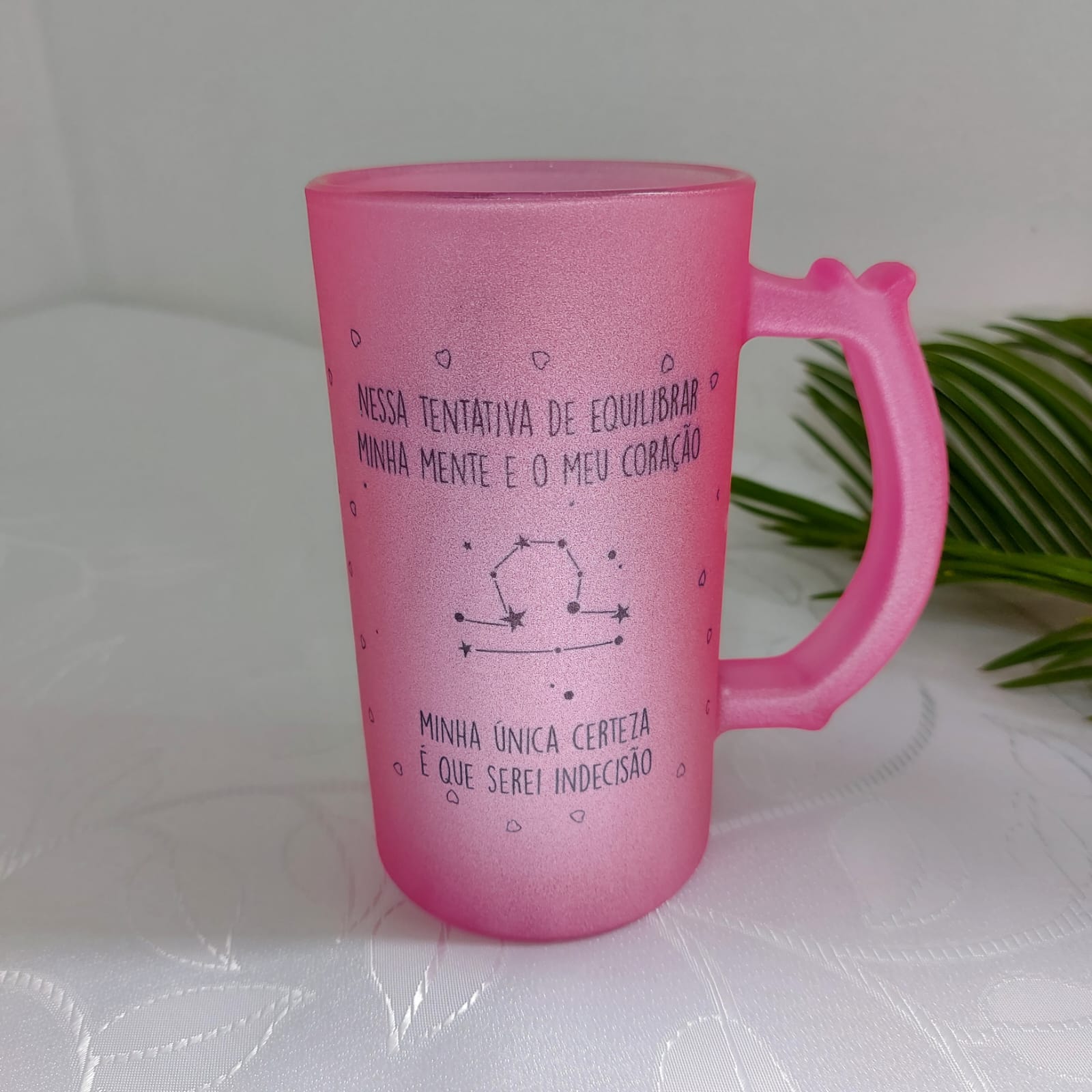 Caneco de Chopp de Vidro Rosa